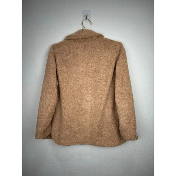 LOFT Women's Tan Teddy Bear Sherpa Fleece Front Button Jacket Size Large - Picture 6 of 6